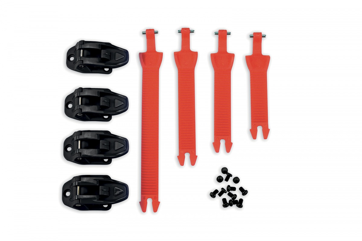 Strap buckle kit for motocross boots neon red - Boots spare parts - BR040-FFLU - Ufo Plast