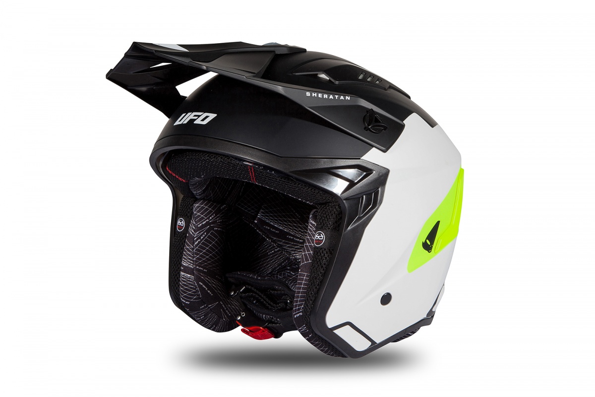 Jet helmet Sheratan white, black and neon yellow matt - Helmets - HE186 - Ufo Plast