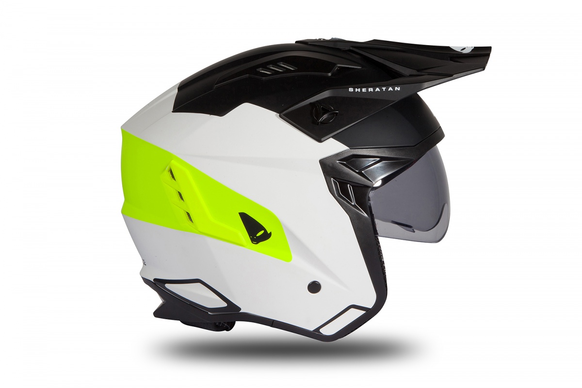 Jet helmet Sheratan white, black and neon yellow matt - Helmets - HE186 - Ufo Plast