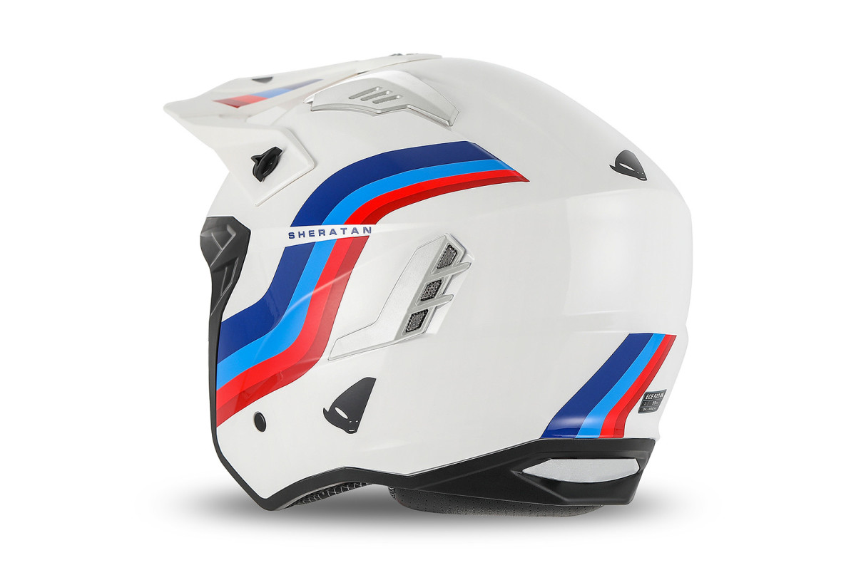 Sheratan cross jet helmet white, red, blue