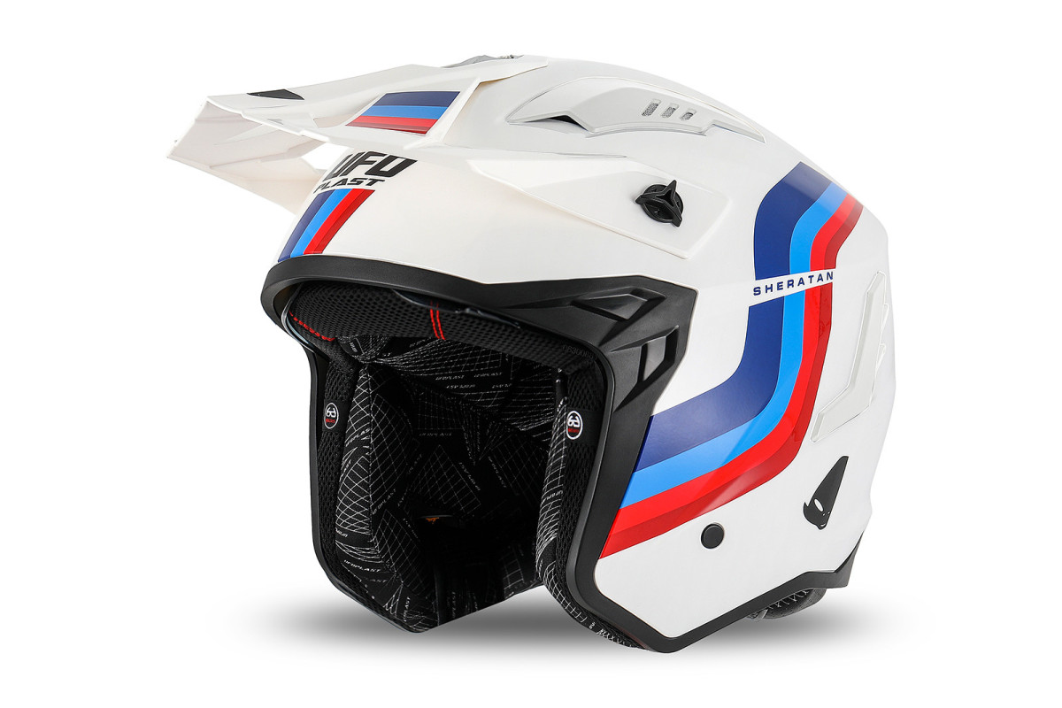 Sheratan cross jet helmet white, red, blue